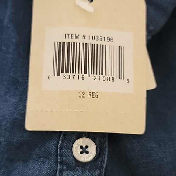 Levi's Girl's Long-Sleeve Button-Up Blue Chambray Shirt Dress 12 - Picture 14 of 14